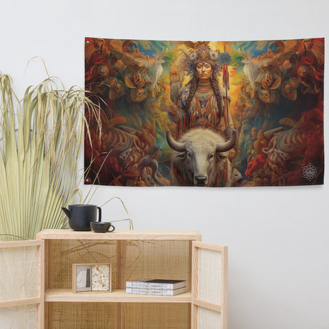 White Buffalo Calf Woman Goddess Flag Wall Art