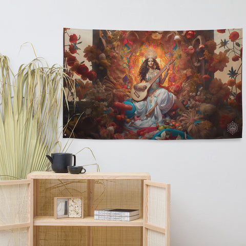 Saraswati Goddess Flag Wall Art