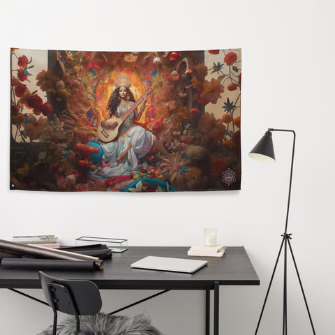 Saraswati Goddess Flag Wall Art