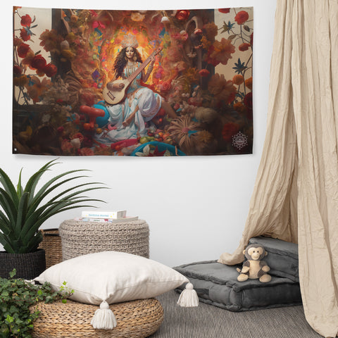 Saraswati Goddess Flag Wall Art
