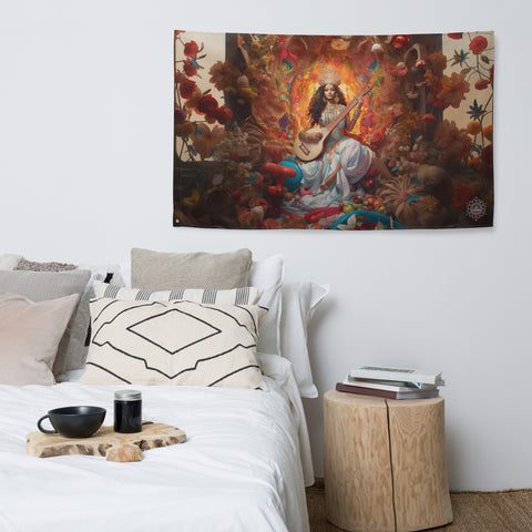 Saraswati Goddess Flag Wall Art