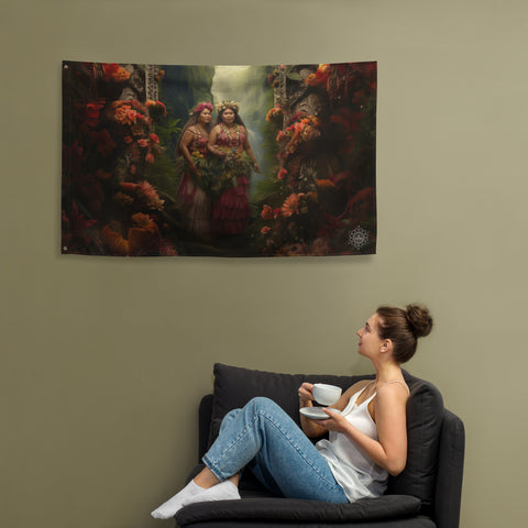 Taema & Tilafaiga Goddesses Flag Wall Art