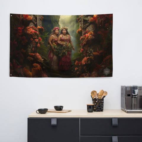 Taema & Tilafaiga Goddesses Flag Wall Art