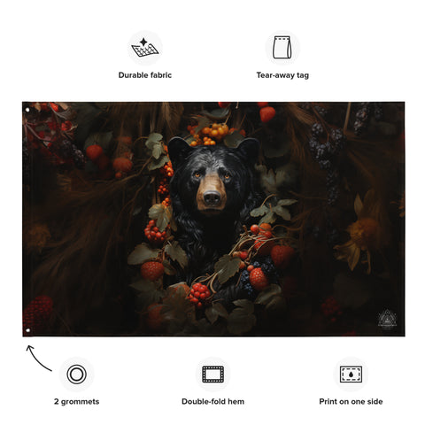 Black Bear Spirit Animal Flag Wall Art