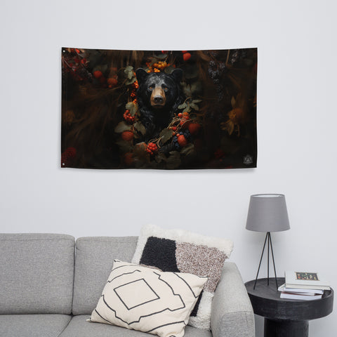 Black Bear Spirit Animal Flag Wall Art