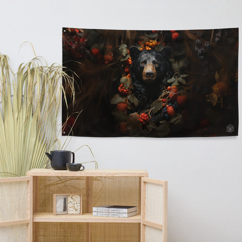 Black Bear Spirit Animal Flag Wall Art