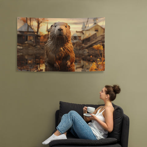 Beaver Spirit Animal Flag Wall Art