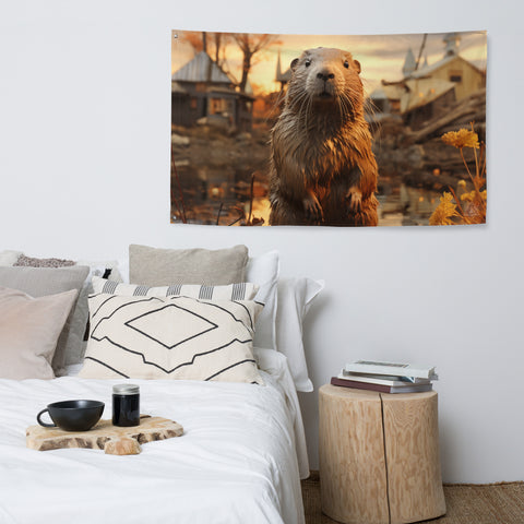 Beaver Spirit Animal Flag Wall Art