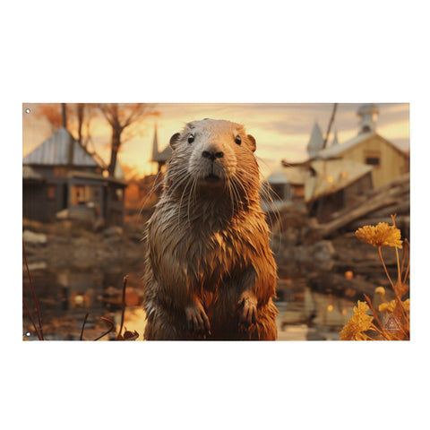 Beaver Spirit Animal Flag Wall Art