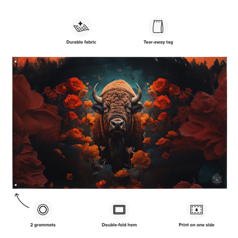 Buffalo Spirit Animal Flag Wall Art