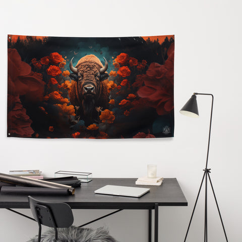 Buffalo Spirit Animal Flag Wall Art