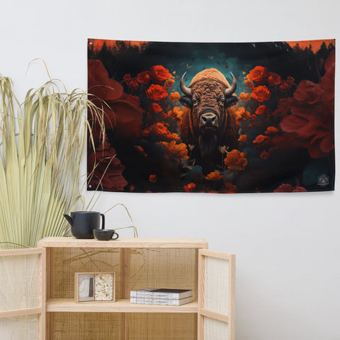 Buffalo Spirit Animal Flag Wall Art