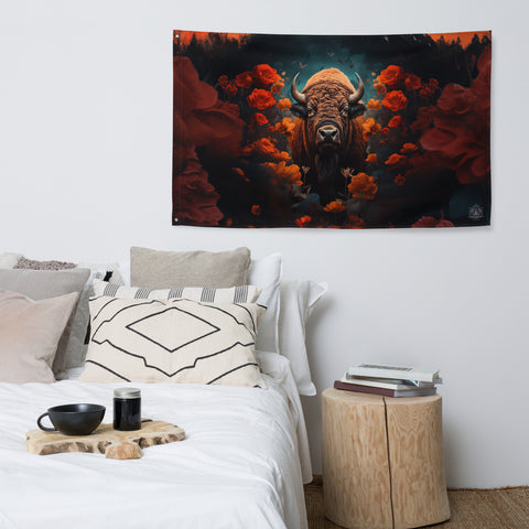 Buffalo Spirit Animal Flag Wall Art