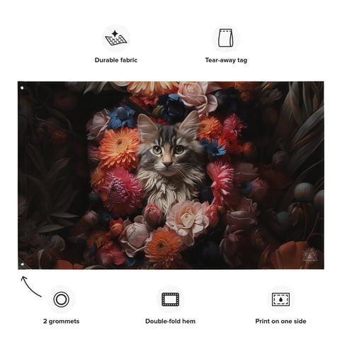 Cat Spirit Animal Flag Wall Art