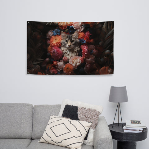 Cat Spirit Animal Flag Wall Art