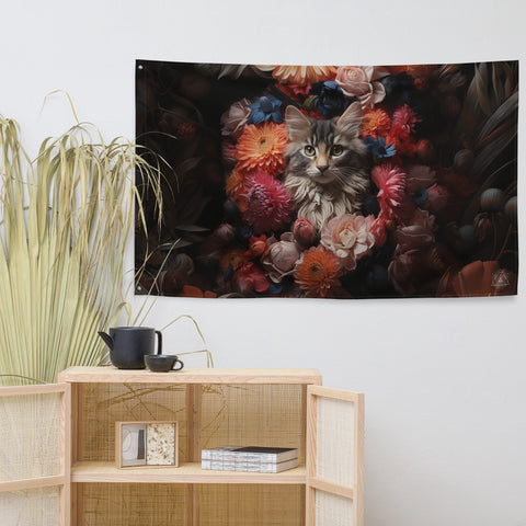 Cat Spirit Animal Flag Wall Art