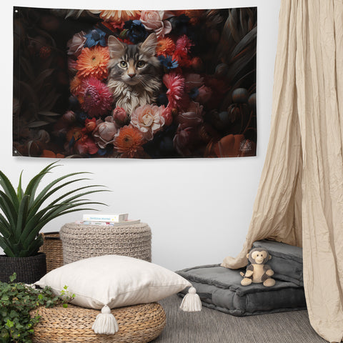 Cat Spirit Animal Flag Wall Art