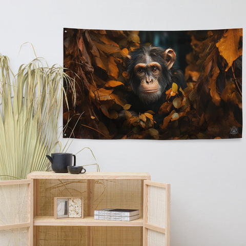 Chimpanzee Spirit Animal Flag Wall Art