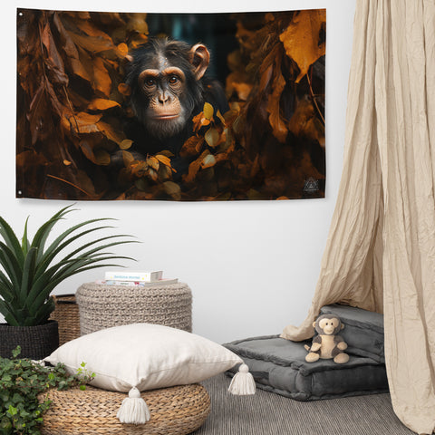 Chimpanzee Spirit Animal Flag Wall Art
