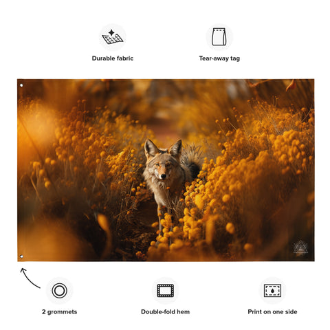 Coyote Spirit Animal Flag Wall Art