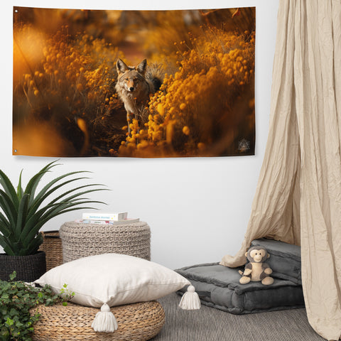 Coyote Spirit Animal Flag Wall Art