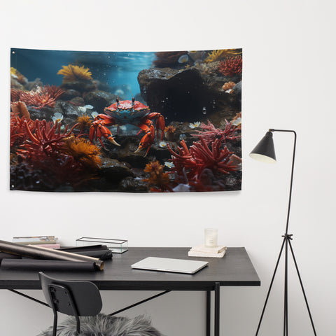 Crab Spirit Animal Flag Wall Art
