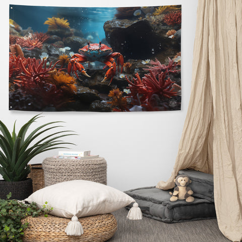 Crab Spirit Animal Flag Wall Art