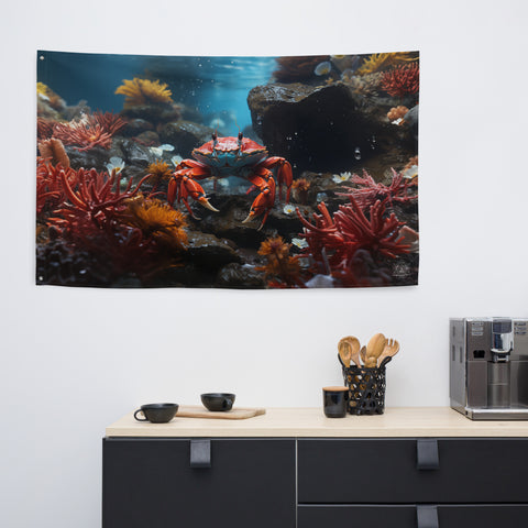 Crab Spirit Animal Flag Wall Art