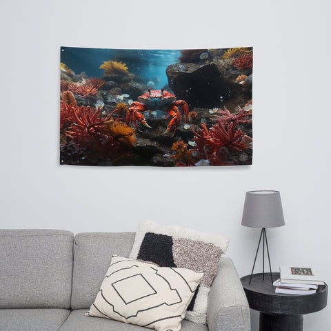 Crab Spirit Animal Flag Wall Art