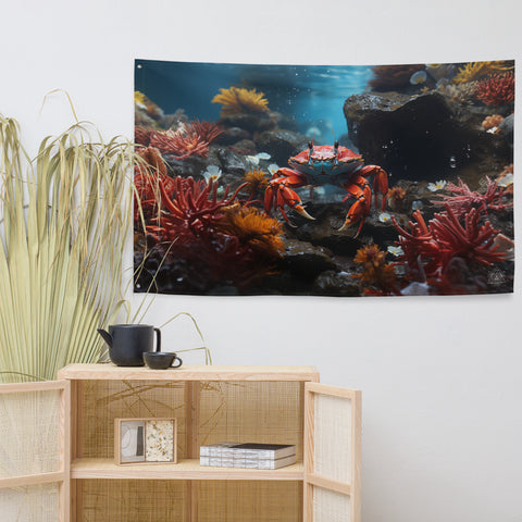 Crab Spirit Animal Flag Wall Art