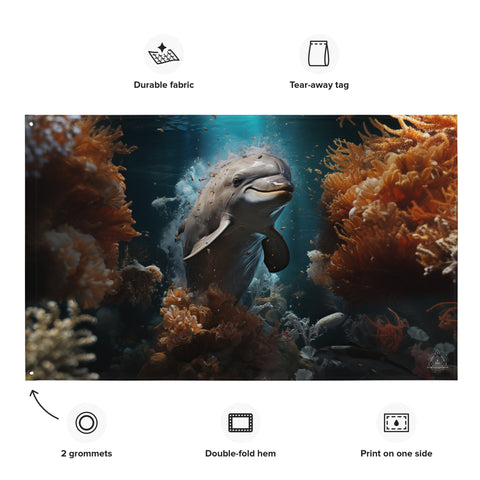 Dolphin Spirit Animal Flag Wall Art