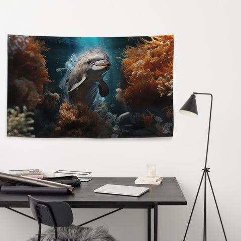 Dolphin Spirit Animal Flag Wall Art