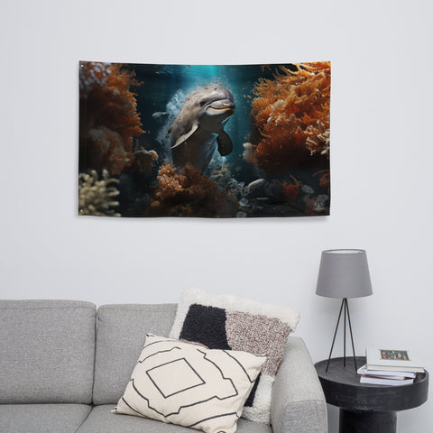 Dolphin Spirit Animal Flag Wall Art
