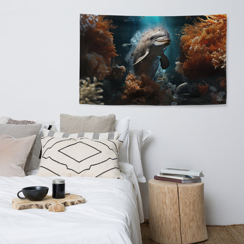 Dolphin Spirit Animal Flag Wall Art