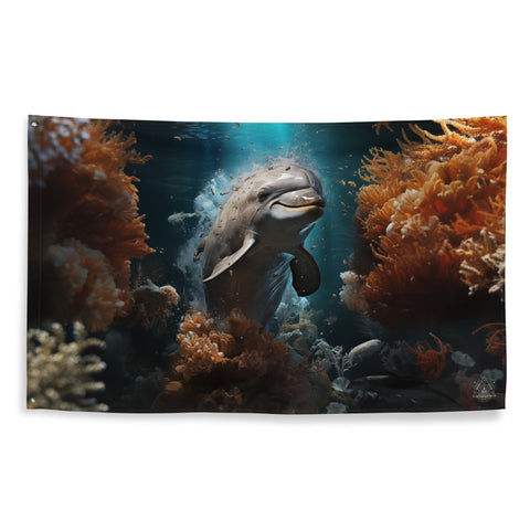 Dolphin Spirit Animal Flag Wall Art