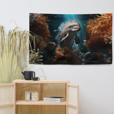 Dolphin Spirit Animal Flag Wall Art