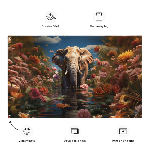 Elephant Spirit Animal Flag Wall Art