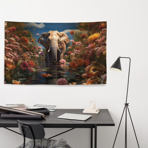Elephant Spirit Animal Flag Wall Art