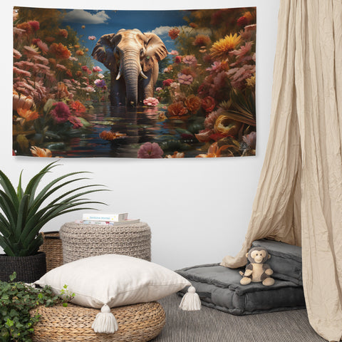 Elephant Spirit Animal Flag Wall Art