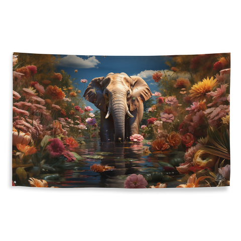 Elephant Spirit Animal Flag Wall Art