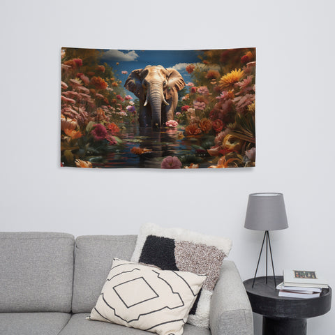 Elephant Spirit Animal Flag Wall Art