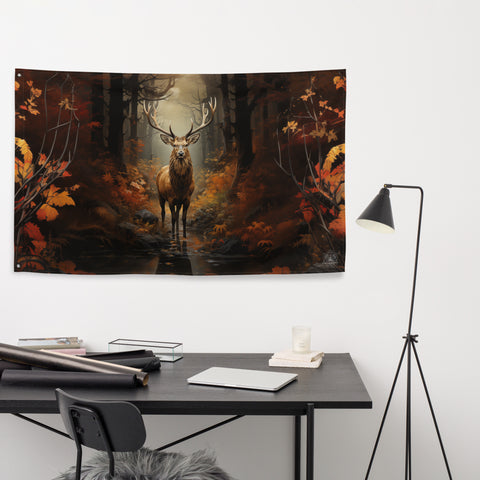 Elk Spirit Animal Flag Wall Art