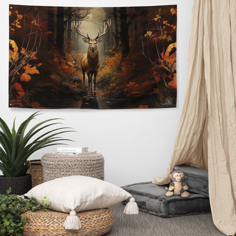 Elk Spirit Animal Flag Wall Art