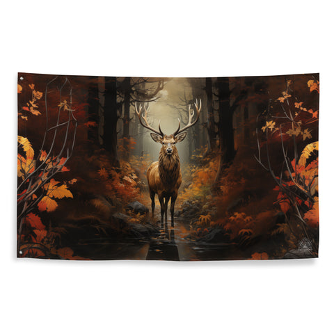 Elk Spirit Animal Flag Wall Art