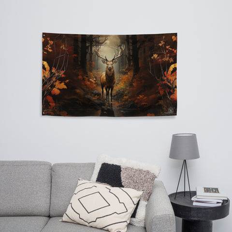 Elk Spirit Animal Flag Wall Art