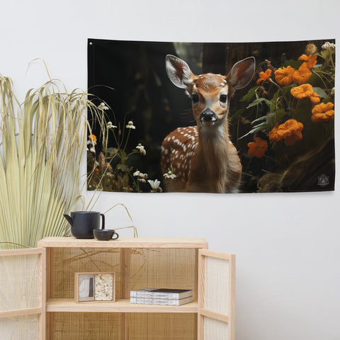 Fawn Spirit Animal Flag Wall Art