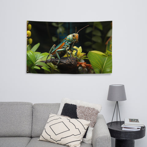 Grasshopper Spirit Animal Flag Wall Art