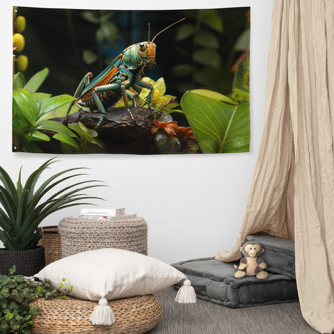 Grasshopper Spirit Animal Flag Wall Art