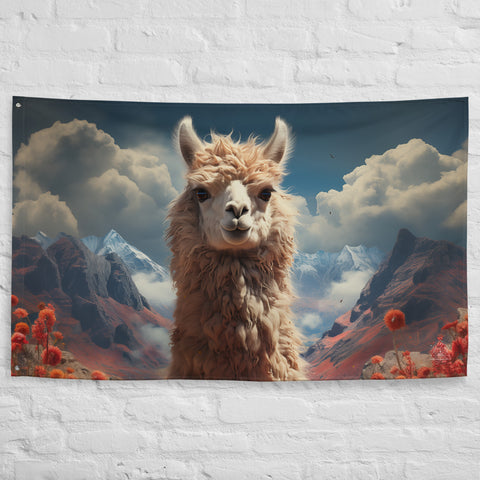 Llama Spirit Animal Flag Wall Art