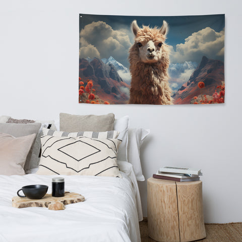 Llama Spirit Animal Flag Wall Art